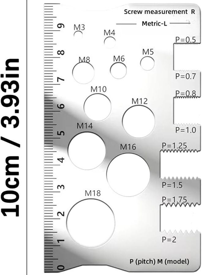 Steel Thread Gauge Ruler M3 M18 Nut Screw Checker Precise Measurement Industrial - Image 4