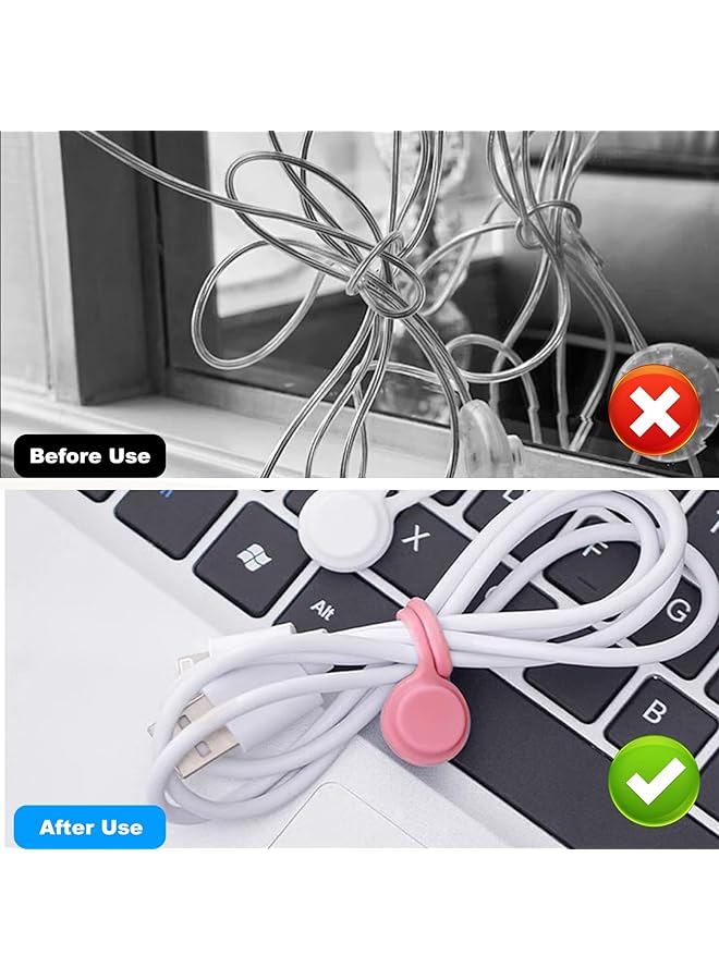 erorex 12 Pcs Magnetic Cable Ties Reusable Silicone Cable Ties Silicone Cable Clips Multi Purpose Magnetic Cable Clips Cord Ties Cord Organizer For Cord Management Home Office Wire Cable Manager - Image 4