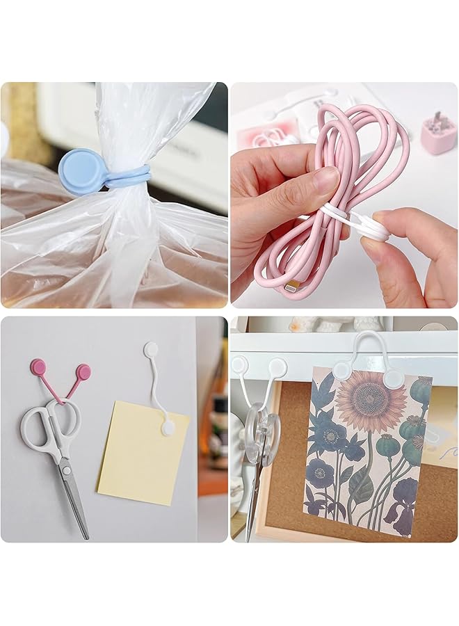 erorex 12 Pcs Magnetic Cable Ties Reusable Silicone Cable Ties Silicone Cable Clips Multi Purpose Magnetic Cable Clips Cord Ties Cord Organizer For Cord Management Home Office Wire Cable Manager - Image 5