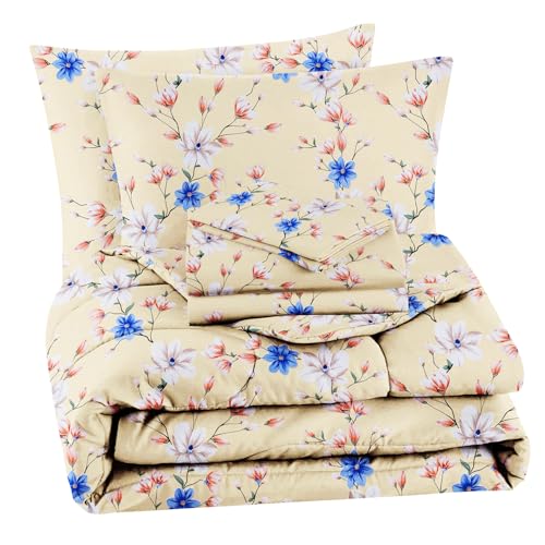 VAS COLLECTIONS Super Soft Glace Cotton King Size AC Comforter Wedding Gift Set (with Bag) for Double Bed with 1 Flat Bedsheet and 2 Pillow Cover (4PC Comforter Set) Tealish Blue and Orange Red - Image 5