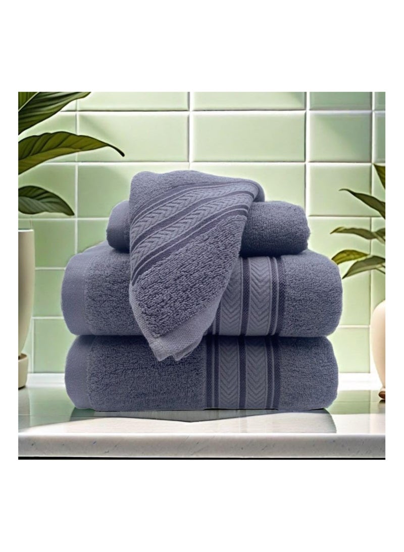 Soft Luxury Cotton Bath Towel Set Size 2* (70 * 140cm)2*（35*75cm） High Water Absorption Quick Drying Daily Durable Hotel Bathroom Spa （ grey 4 piece towel set) - Image 4