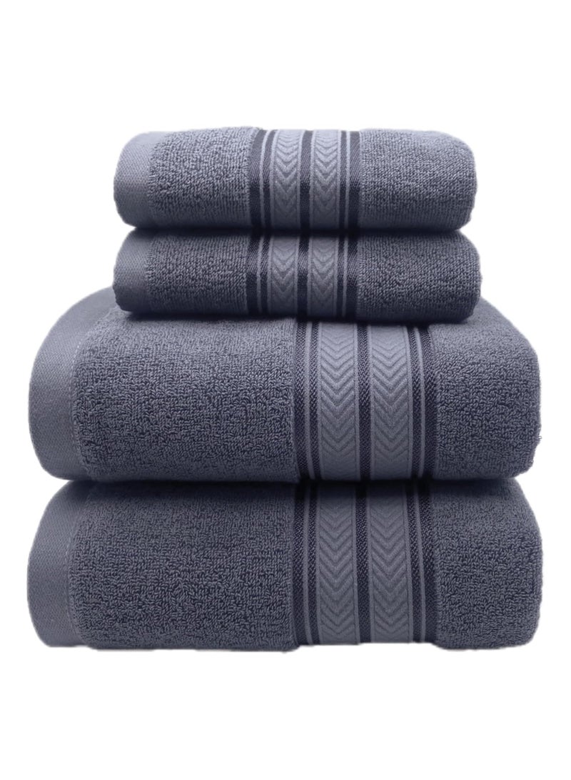 Soft Luxury Cotton Bath Towel Set Size 2* (70 * 140cm)2*（35*75cm） High Water Absorption Quick Drying Daily Durable Hotel Bathroom Spa （ grey 4 piece towel set) - Image 1