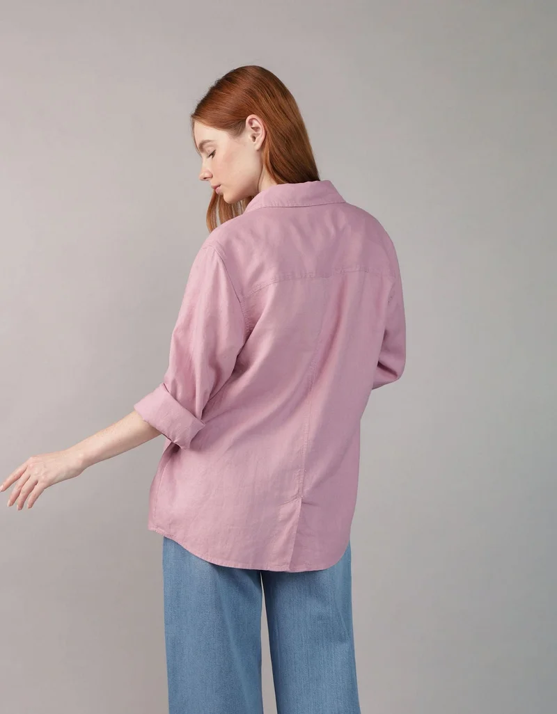 American Eagle AE Weekend Vibes Long-Sleeve Button-Up Shirt