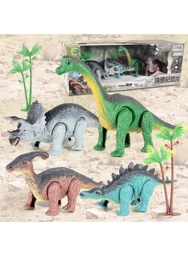 Boxed Chain Dinosaur Toys Suit Children's Gift Wind Can Walk Simulation Dinosaur Toys Wholesale-Color:Four-piece Dinosaur Set - Image 2