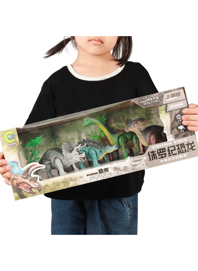 Boxed Chain Dinosaur Toys Suit Children's Gift Wind Can Walk Simulation Dinosaur Toys Wholesale-Color:Four-piece Dinosaur Set - Image 5