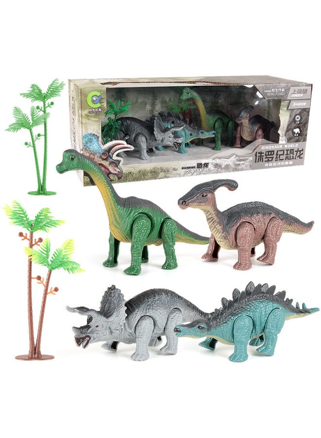 Boxed Chain Dinosaur Toys Suit Children's Gift Wind Can Walk Simulation Dinosaur Toys Wholesale-Color:Four-piece Dinosaur Set - Image 1