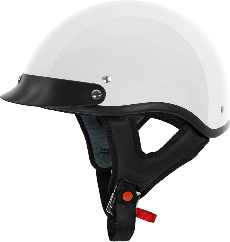 VCAN Cruiser Solid Half Face Motorcycle Helmet - Gloss White - Image 1