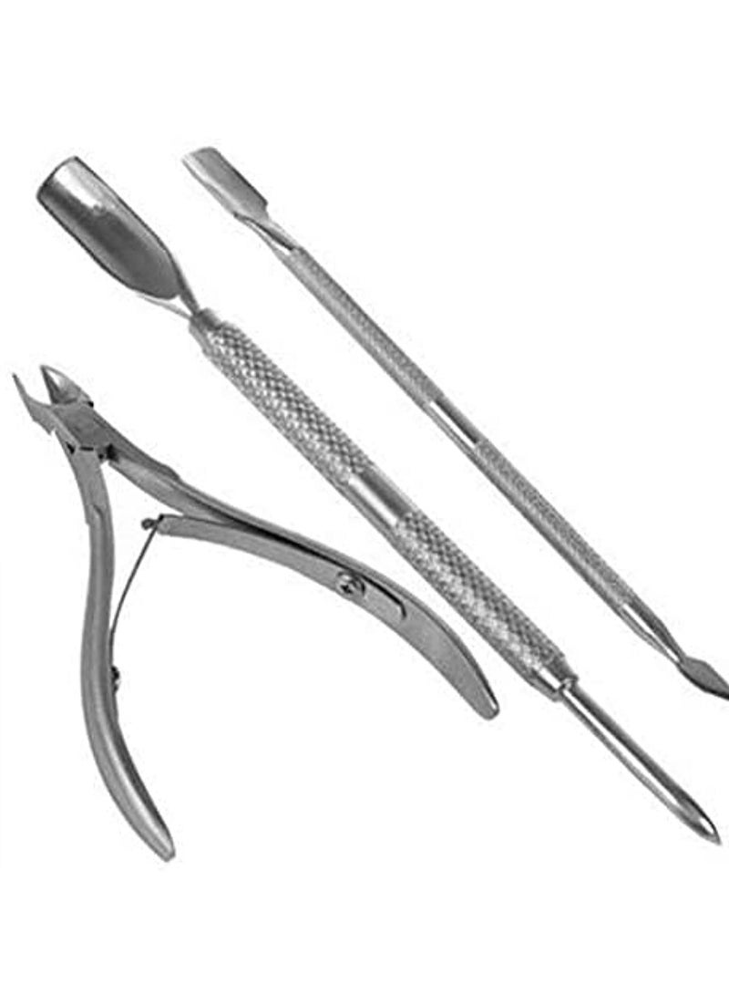 Generic Stainless Steel Nail Cuticle Pusher Spoon Remover Cutter - Set of 3 Pieces  - Image 1