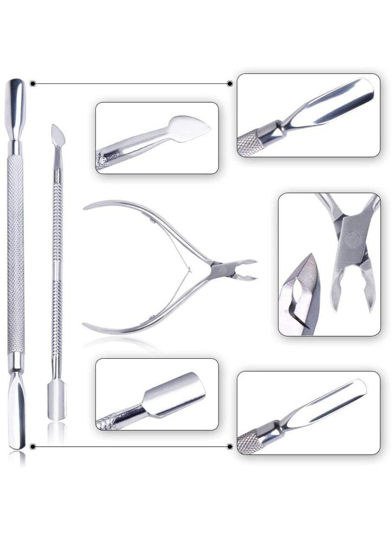 Generic Stainless Steel Nail Cuticle Pusher Spoon Remover Cutter - Set of 3 Pieces  - Image 2