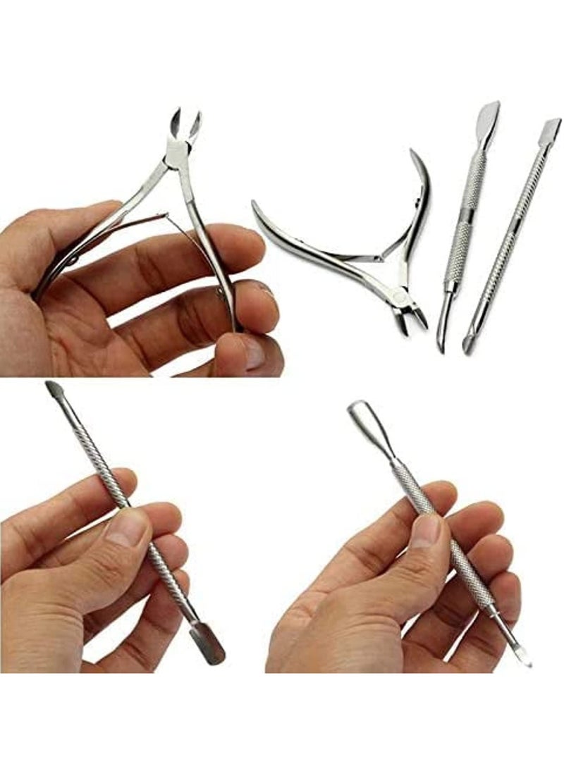 Generic Stainless Steel Nail Cuticle Pusher Spoon Remover Cutter - Set of 3 Pieces  - Image 4