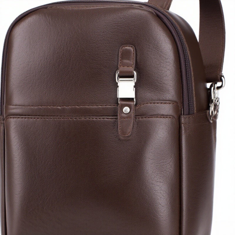 BULLCAPTAIN Men's Leather Sling Bag Waterproof Crossbody Pack Chest Shoulder Backpack for Hiking Cycling Mountaineering Travelling - Image 5