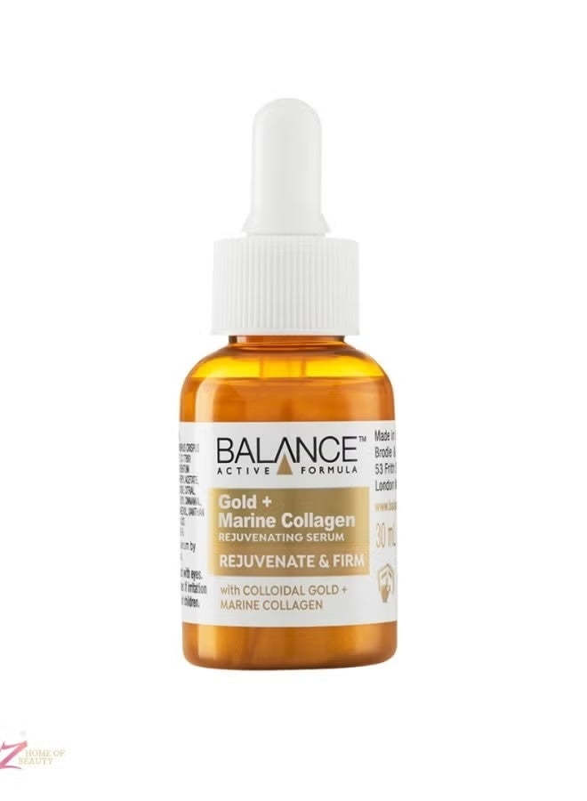 Balance Active Formula Gold + Vegan Collagen Firming Serum - Luxurious Glow with Gold, Youthful Skin Tightening, Lightweight & Non-Greasy, Proven Results - 30ml - Image 1