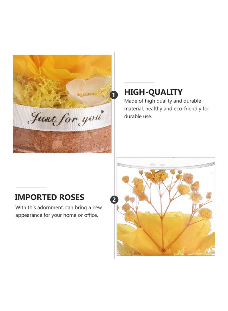 Luckam Preserved Flower In Glass Dome Everlasting Forever Handmade Rose Galaxy Flower Artificial Flower Natural Eternal Never Withered Flowers Valentine's Day, Mother's Day, Anniversary, Birthday, Yellow - Image 4