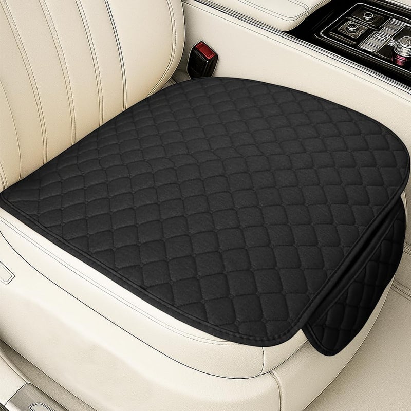 YoRise Comfortable Car Seat Cover Linen Breathable AntiSlip Front Bottom Seat Cushion Pad with Storage Pocket Universal Auto Interior Seats Protector Accessories for Car Truck SUV Black - Image 3