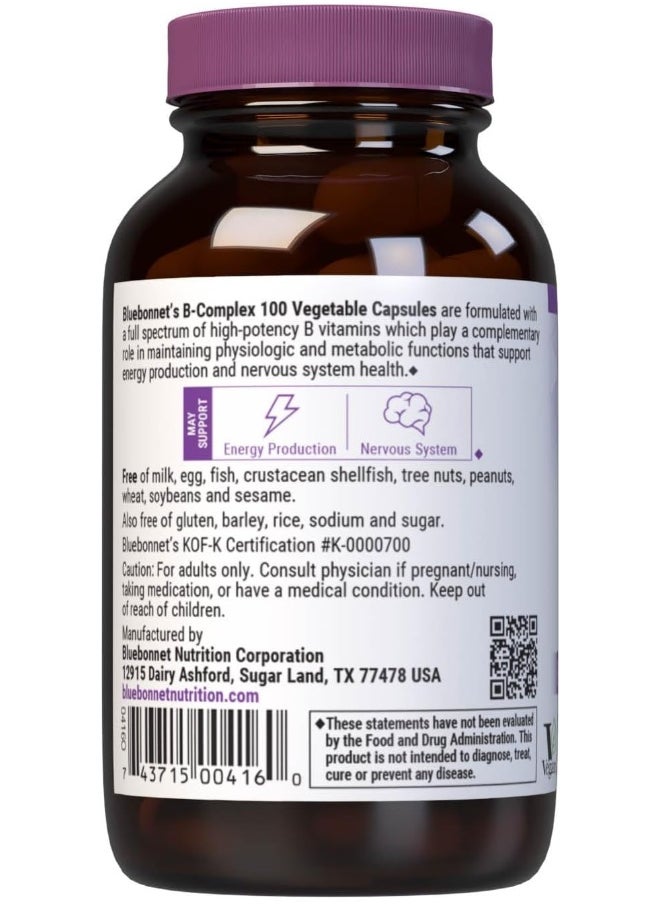Bluebonnet - Bluebonnet Nutrition B Complex 100 Vegetable Capsules - Image 1