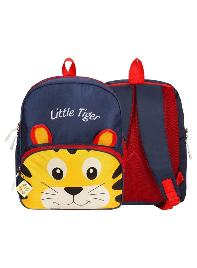Frantic Kids Soft Cartoon Animal Travelling School Bag Soft Plush Velvet Standard Backpack Baby Girls Boys For 2 To 5 Years Baby/Boys/Girls Nursery, Picnic,Preschool(Pu Blue Little Tiger) Medium - Image 2