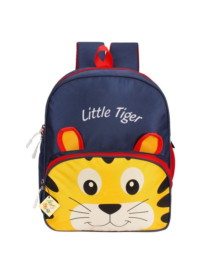 Frantic Kids Soft Cartoon Animal Travelling School Bag Soft Plush Velvet Standard Backpack Baby Girls Boys For 2 To 5 Years Baby/Boys/Girls Nursery, Picnic,Preschool(Pu Blue Little Tiger) Medium - Image 1