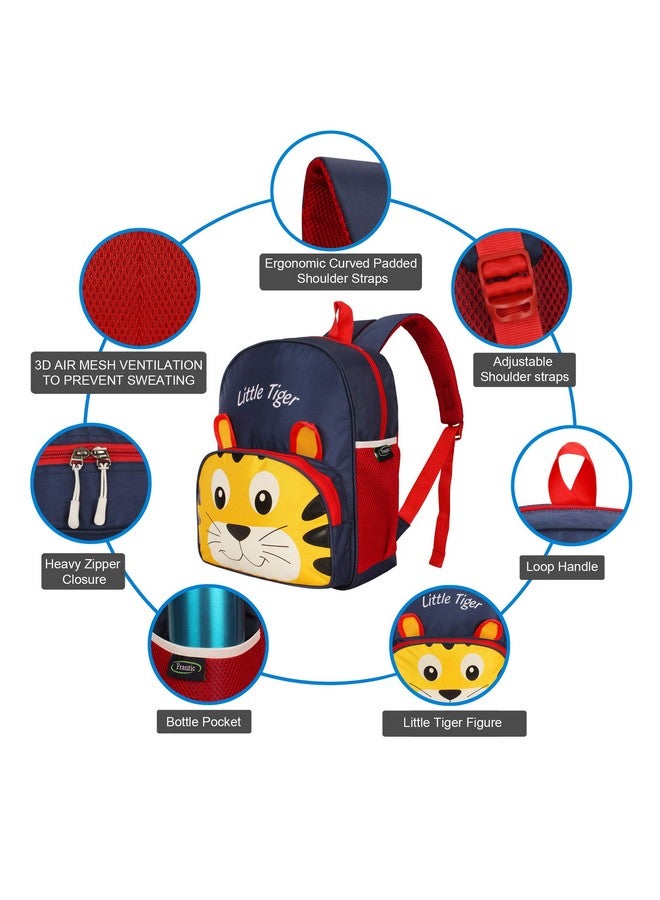 Frantic Kids Soft Cartoon Animal Travelling School Bag Soft Plush Velvet Standard Backpack Baby Girls Boys For 2 To 5 Years Baby/Boys/Girls Nursery, Picnic,Preschool(Pu Blue Little Tiger) Medium - Image 3