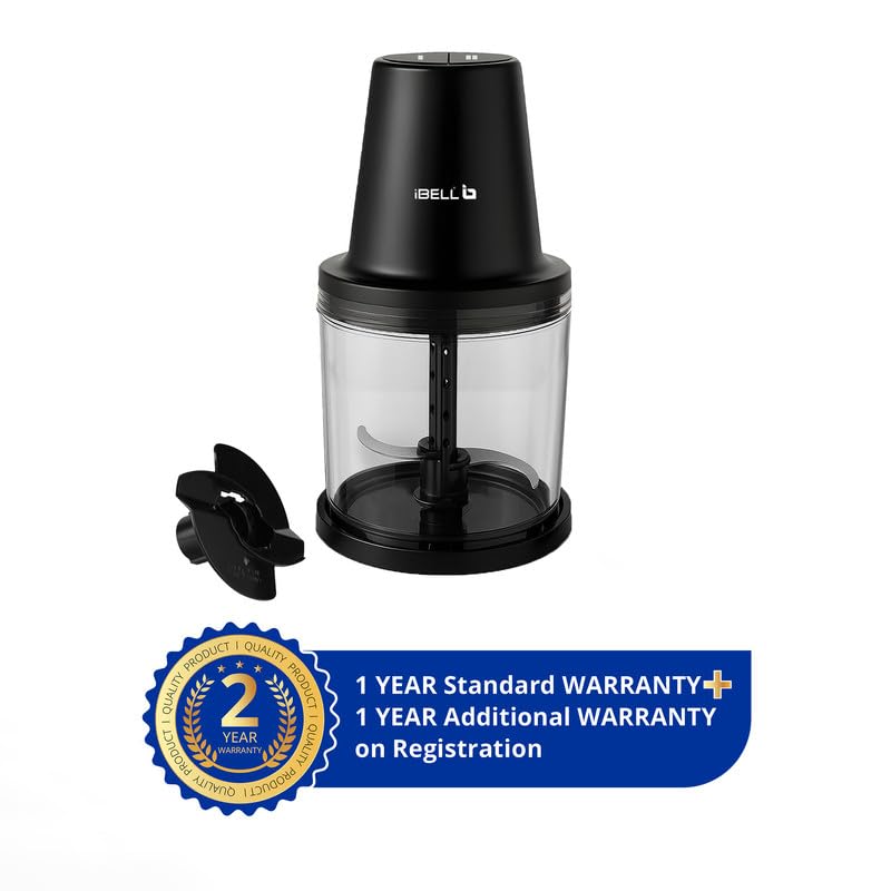 IBELL Electric Chopper - Large 840ml Transparent Bowl, 2 Speed Modes, Multi Purpose Chopper for Kitchen Use with Ice Crusher, Chop, Mince, Whisk, Dice, Puree (Black) - Image 2