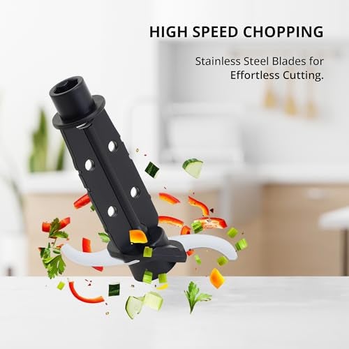 IBELL Electric Chopper - Large 840ml Transparent Bowl, 2 Speed Modes, Multi Purpose Chopper for Kitchen Use with Ice Crusher, Chop, Mince, Whisk, Dice, Puree (Black) - Image 5