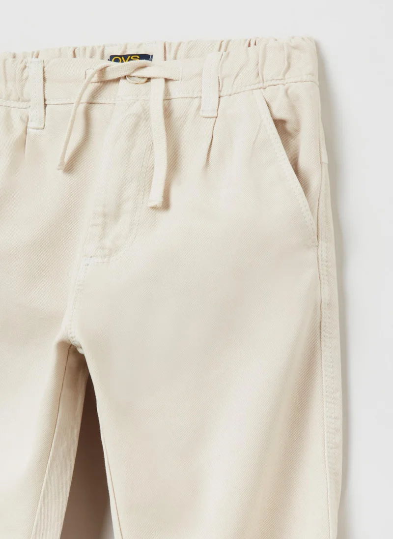 او في اس OVS Cotton And Lyocell Trousers Shorts With Drawstring