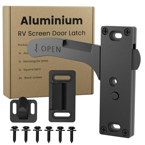 Safoner Aluminum RV Screen Door Latch Left Handle Replacement Kit for Travel Trailer Camper Motorhome RV Accessories for Inside - Image 1