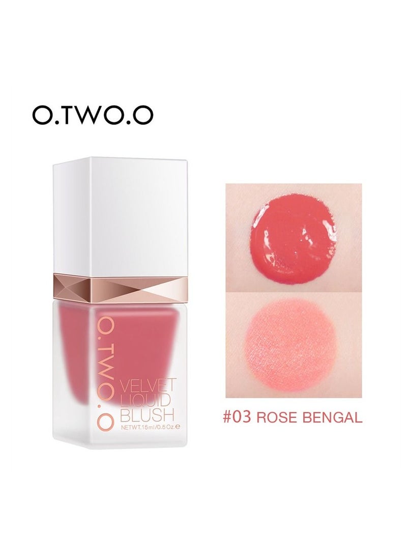 O.TWO.O - أحمر خدود سائل يدوم طويلاً للوجه 03 روز بنغال - Image 1