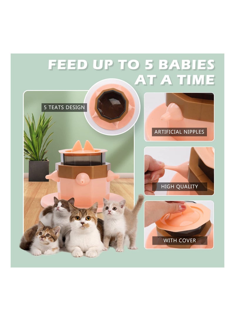 SOLARAE Puppy Feeder for Multiple Puppies - 400ml Milk Bowl with Lids & 5 Teats, Strong Suction Base, Ideal Feeding Station for Kittens, Puppies, and Rabbits. - Image 5