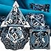 ARUOHHA Hollow DND Metal Dice Set Black Blue Dragons D and D Dice with Gift Box Role Playing Games Dungeons Polyhedral Dice D20 D12 D10 D8 D6 D4 - Image 4