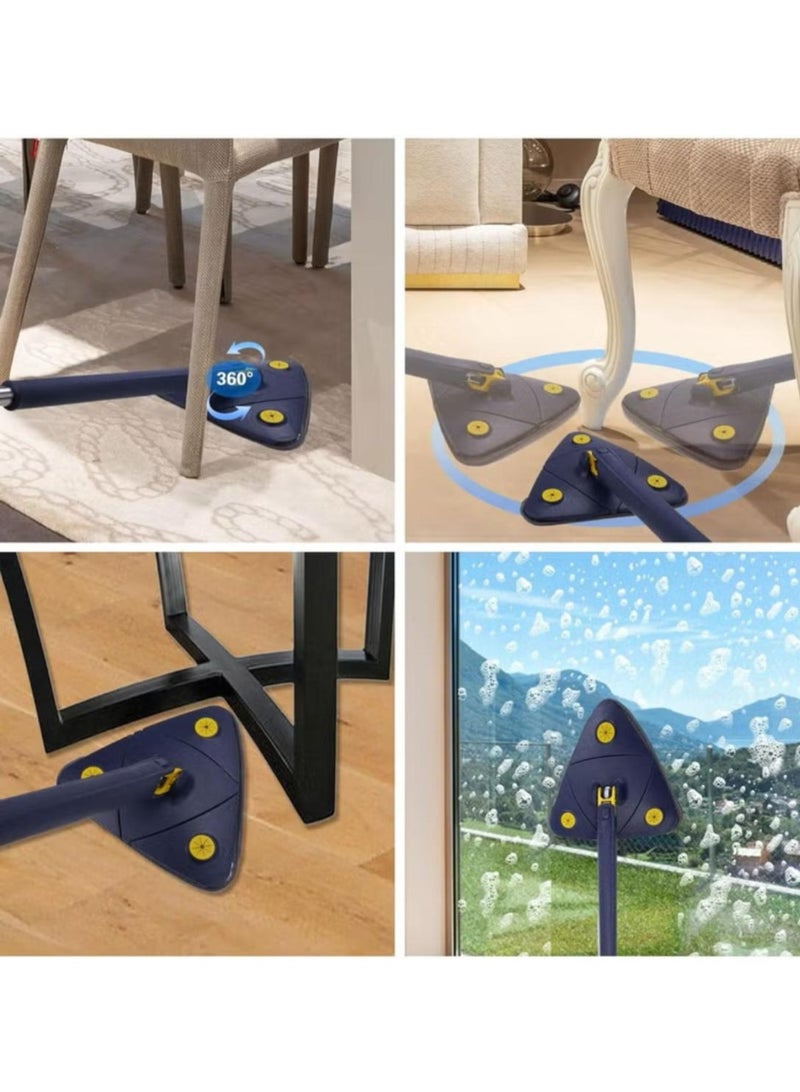 دينكس ممسحة تنظيف ثلاثية, طقم ممسحة دوارة 360 درجة ودلو بتصميم مسطح بنظام الفصل الذاتي مع وسادتان من المايكروفايبر ومقبض قابل للتمدد مثالي لتنظيف جميع انواع الارضيات - Image 4