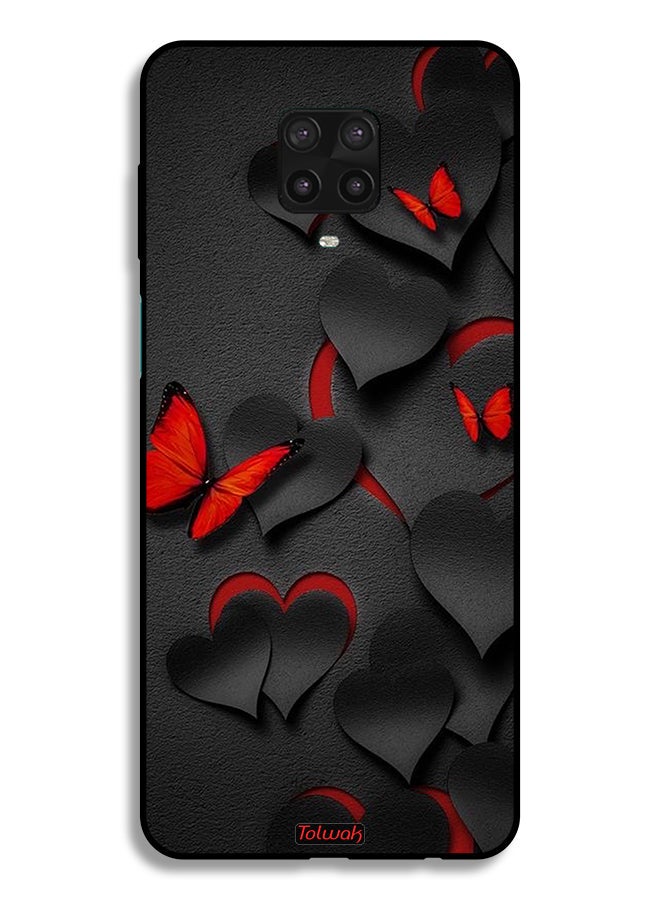 Tolwak Xiaomi Redmi Note 9 Pro Protective Case Cover Hearts And Butterflies Pattern - Image 2