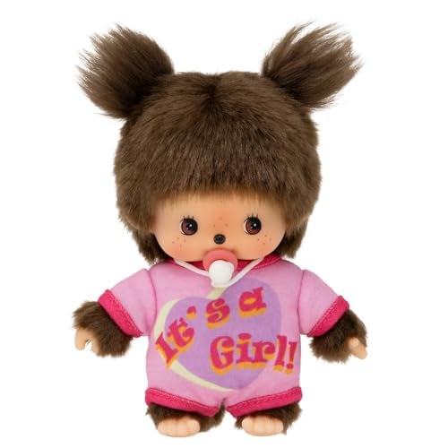 Sekiguchi 203857 Original Bebichhichi Girl, Plush Toy with Pink Romper and Two Braids, Approx. 14 cm Large Cuddly Toy Made of Brown Plush - Image 2