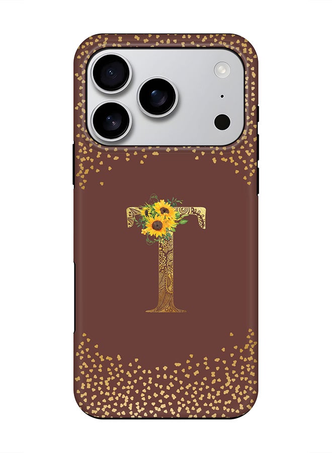 Stylizedd Tough Pro Magnetic Case for iPhone 17 Pro, Dual Layer hybrid PC + TPU Mobile Cover Matte - Custom Floral Monogram - T  (Brown )