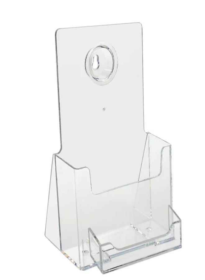 SourceOne 4" Wide Tri-Fold Brochure and Business Card Holder for 4" Wide Tri-Fold Booklets - Clear Acrylic Countertop Organizer - Image 1