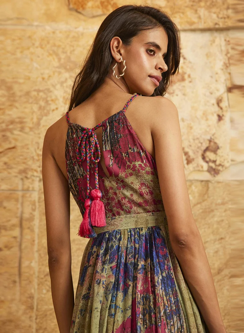 Bhanuni By Jyoti  BURGUNDY, INDIGO BLUE & FERN GREEN MAXI DRESS for Women | Best Price UAE