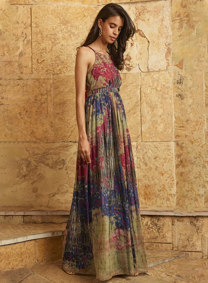 Bhanuni By Jyoti  BURGUNDY, INDIGO BLUE & FERN GREEN MAXI DRESS for Women | Best Price UAE