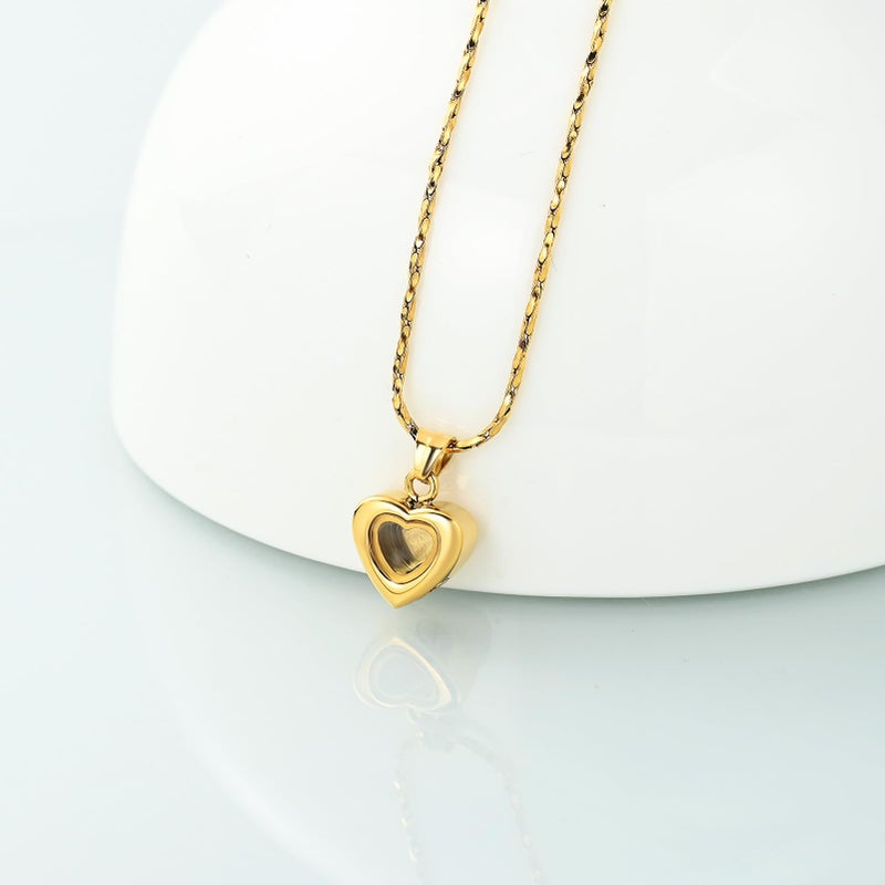 Imrsanl Small Heart Urn Necklace for Ashes Cremation Jewelry for Women Stainless Steel Pendant Memorial Ash Holder Loved Ones Keepsake (Gold Glass) - Image 4