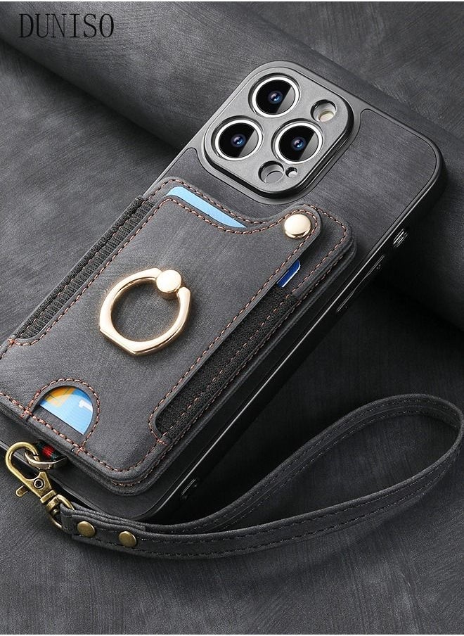 Generic Samsung Galaxy S23 Ultra Phone Case 6.8'' Faux Leather Wallet with Credit Card Holder Anti-fall Anti-fingerprint Phone Cover with Hand Starp for Samsung Galaxy S23 Ultra - Image 2