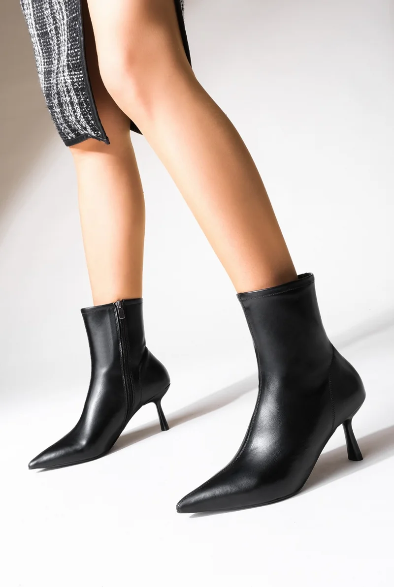 MARJIN Women's Heeled Boots Pointed Toe Goblet Heel Daily Classic Boots Tepon