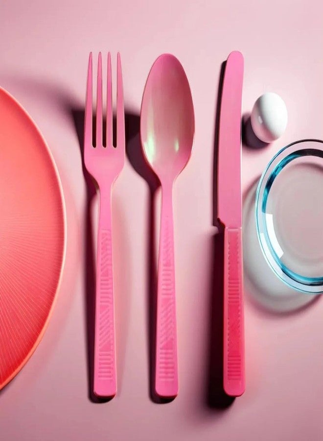 Party Dimensions Plastic Hot Pink | Pack of 48 Cutlery Combo, 48 count - Image 4