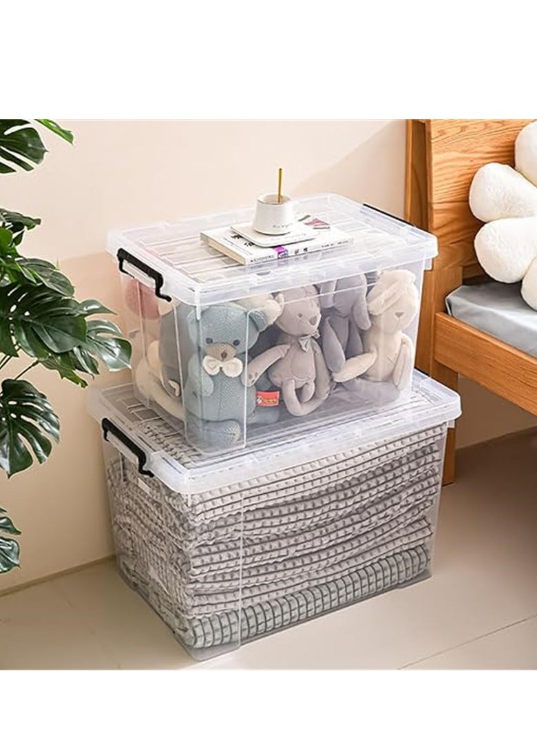 Clear Plastic Storage Box, Storage Bins Organizer with Lids, Large Capacity Stackable Transparent Storage Container, Storing Clothes, Shoes, Toys, Books, DVDs, CDs (Transparent, 100L) - Image 4