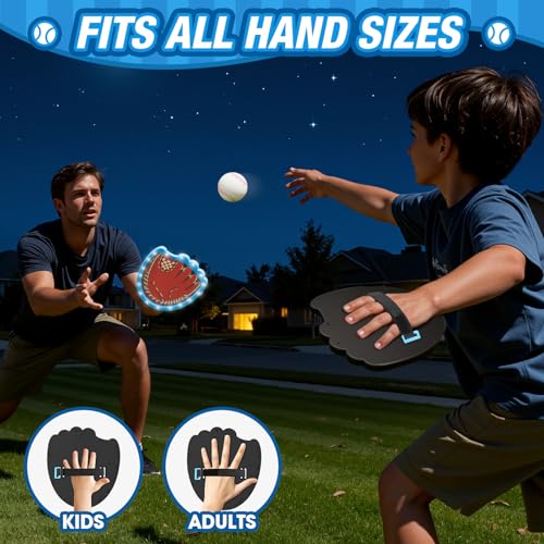 HYES Toss and Catch Ball Game Set Outdoor Pool Beach Yard Camping Games for Family Toddler Baseball Birthday Gifts for Boys Girls Ages 312 4 Light Up Paddles 6 Balls - Image 5