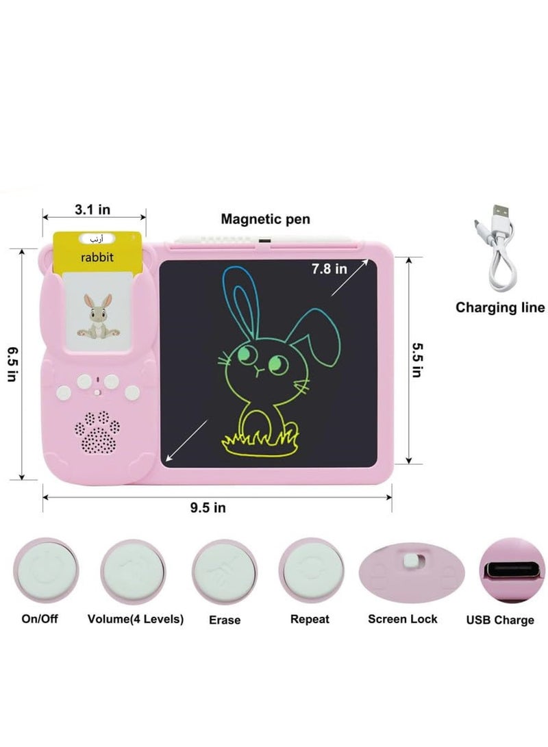 Early Childhood Education Drawing Board, 255 Arabic English Voice Flashcards,510 contentsLearn words toys， Talking Flashcards with Sound Effects, LCD Writing Board Education LearningDrawing board  - Image 2
