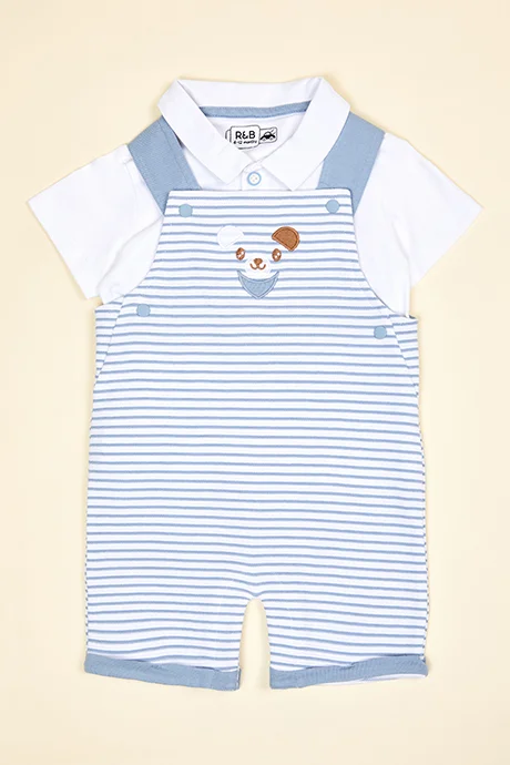 أر أند بي Solid Shirt with Romper Set