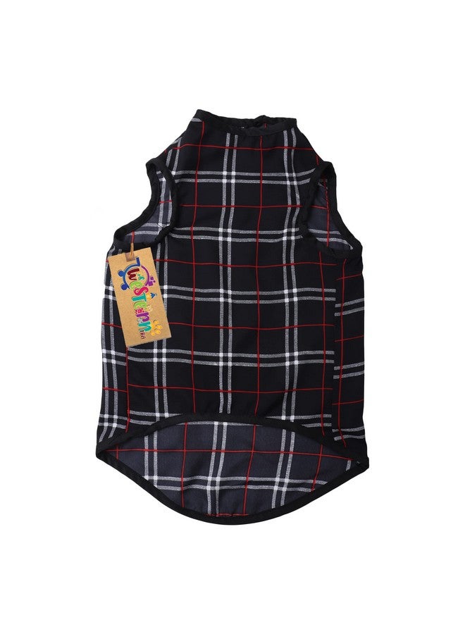 Western Era Funky Soft Cotton Dog T-Shirt | Comfortable & Breathable Dog Clothing | Sleeveless Vest Puppy Outfit |(Square Check Print) (Medium) (18Inches) - Image 5