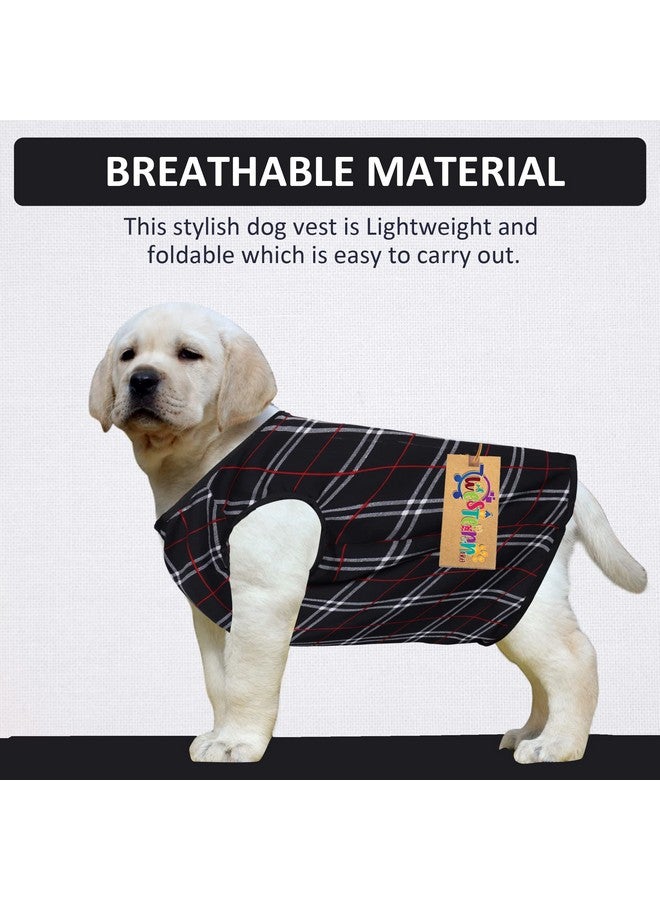 Western Era Funky Soft Cotton Dog T-Shirt | Comfortable & Breathable Dog Clothing | Sleeveless Vest Puppy Outfit |(Square Check Print) (Medium) (18Inches) - Image 2