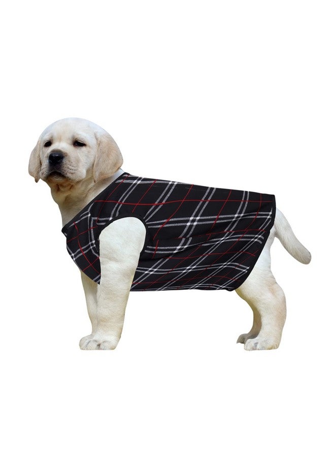 Western Era Funky Soft Cotton Dog T-Shirt | Comfortable & Breathable Dog Clothing | Sleeveless Vest Puppy Outfit |(Square Check Print) (Medium) (18Inches) - Image 1