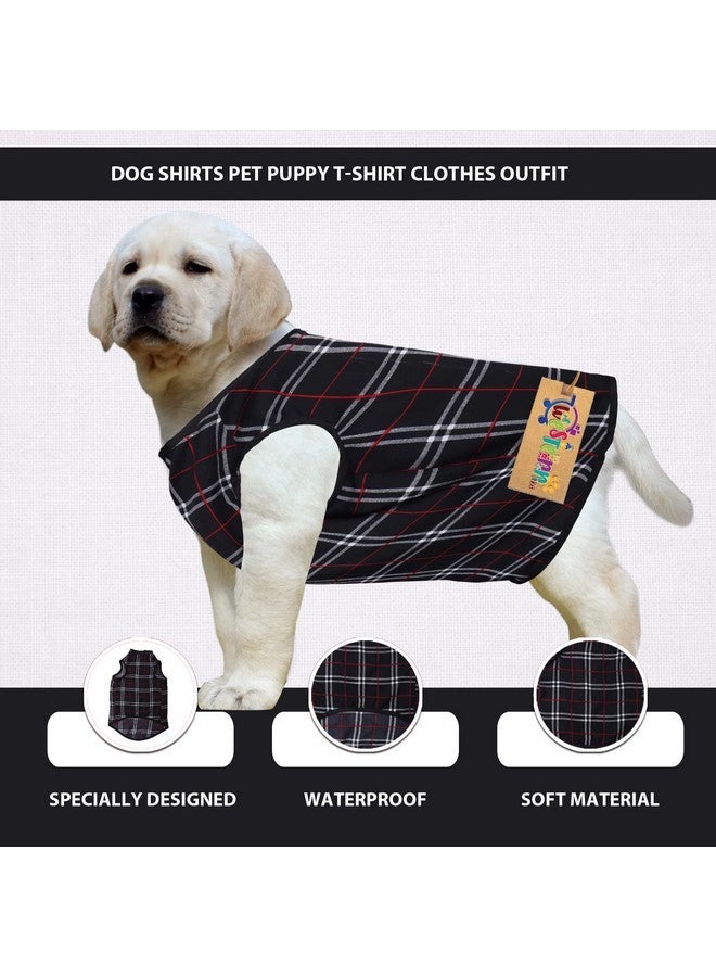 Western Era Funky Soft Cotton Dog T-Shirt | Comfortable & Breathable Dog Clothing | Sleeveless Vest Puppy Outfit |(Square Check Print) (Medium) (18Inches) - Image 3
