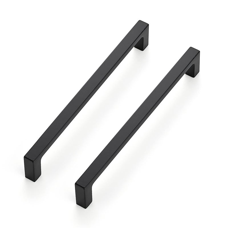 Ravinte 10 Pack 614 inch Hole Centers Matte Black Cabinet Pulls Kitchen Cabinet Handles Solid Drawer Pulls Kitchen Cupboard Hardware Flat Black Square Bar Drawer Handles - Image 2
