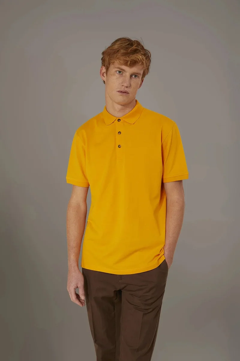 Short sleeve polo 100% cotton piquet - Yellow